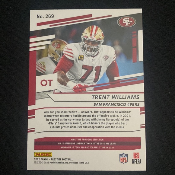 Trent Williams - 2022 panini prestige football #269 - Picture 2 of 2
